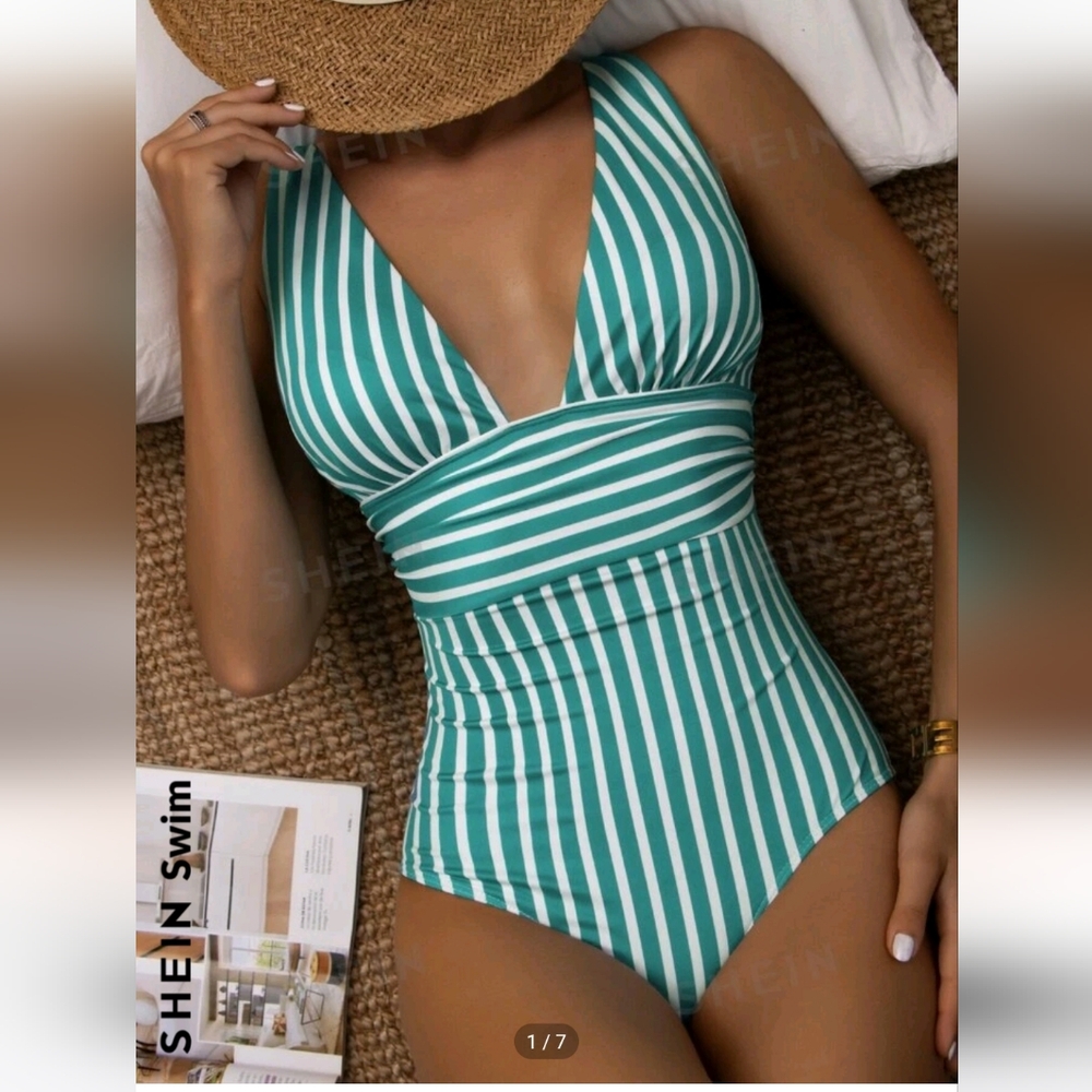 NWOT Green Striped One Piece